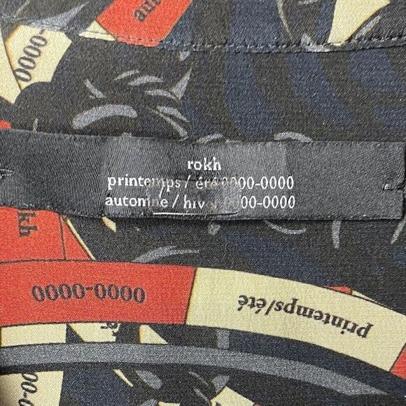 ROKH Shirt Dress Womens 40 US 2-4 Scarf Frill Silk Button Front Long Sleeve Midi - Picture 11 of 14